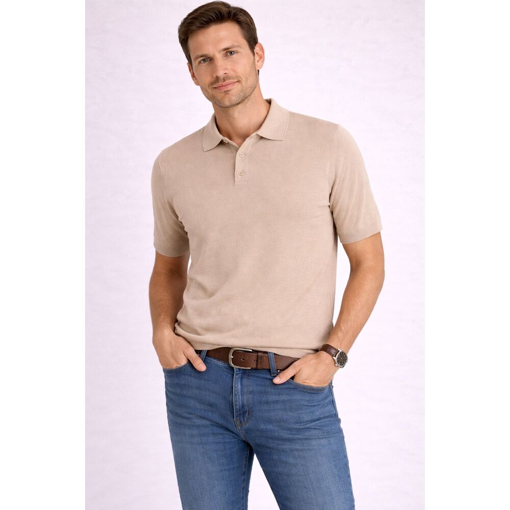 Luxurious Mark Law Short Sleeve Knit Polo Sweater